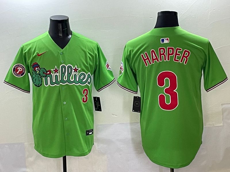 Men Philadelphia Phillies #3 Harper Green Sixth generation Joint Name Nike 2025 MLB Jersey style 4->philadelphia phillies->MLB Jersey